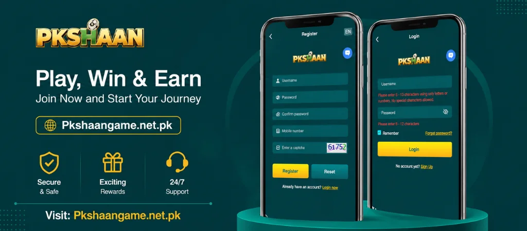 PK shaan register and login steps method at pkshaangame.net.pk
